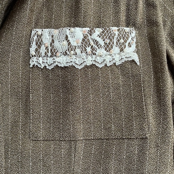 Lacy Afternoon by Shell Kepler Vintage 80s Lace Suit Jacket Shoulder Pads Sz 1X - Picture 5 of 8